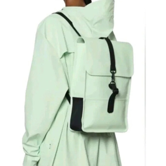 Rains Backpack Mini New with Tags Mineral Mint Green Rain-Proof Backpack - Picture 1 of 11